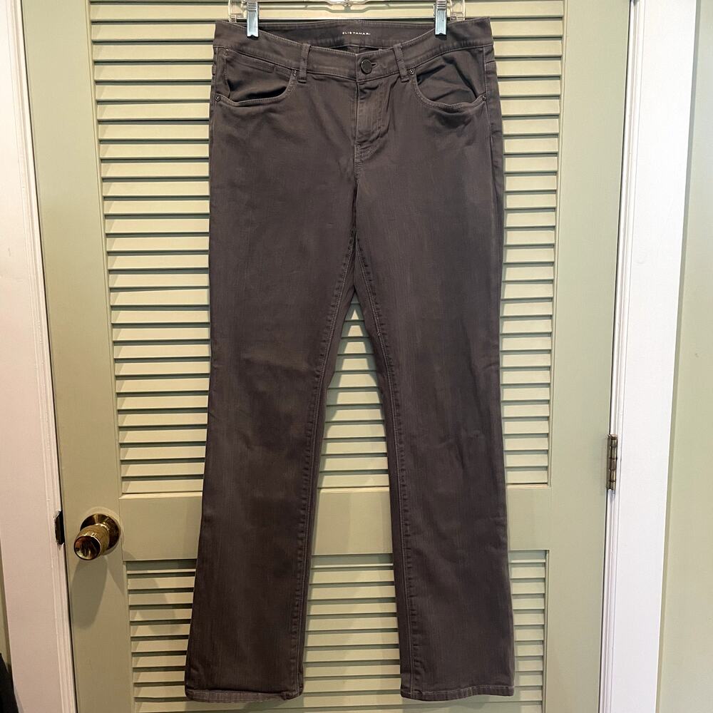 Elie Tahari Charcoal Adena Straight Midrise Stretch Jeans 10